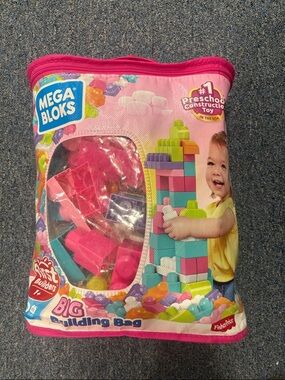 Mega Bloks Pink Carry Bag Building Set with Multicolor Blocks
